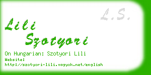 lili szotyori business card
